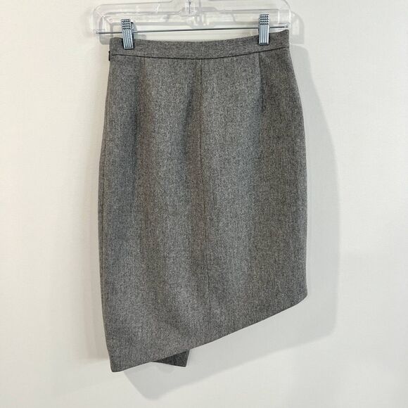 Mugler Paris Asymmetric 100% Wool Mini Pencil Skirt size 36/4 - Picture 2 of 14